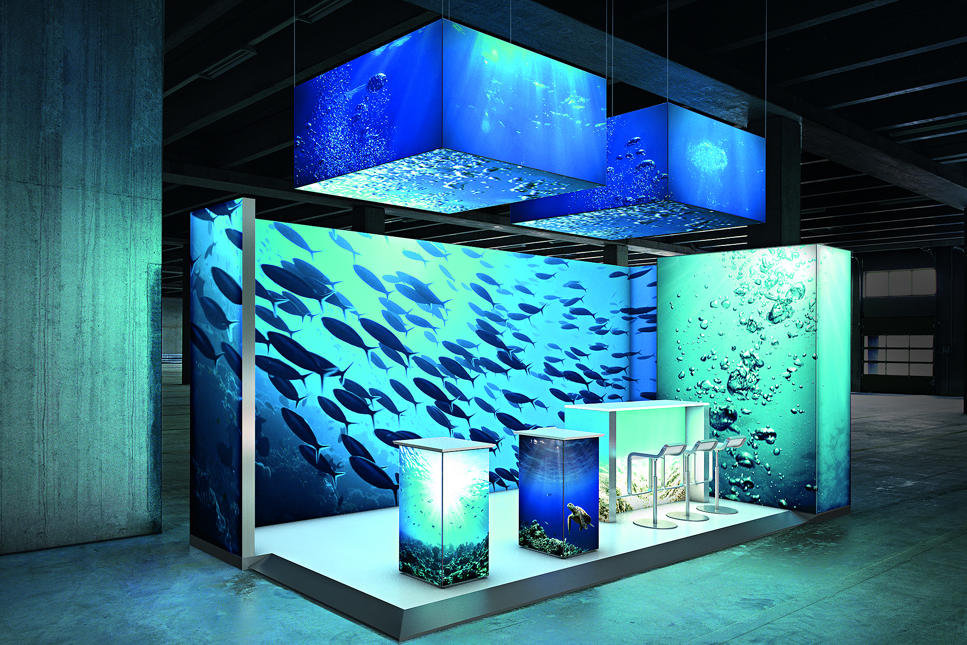 LED Messestand mit Hinterleuchtung