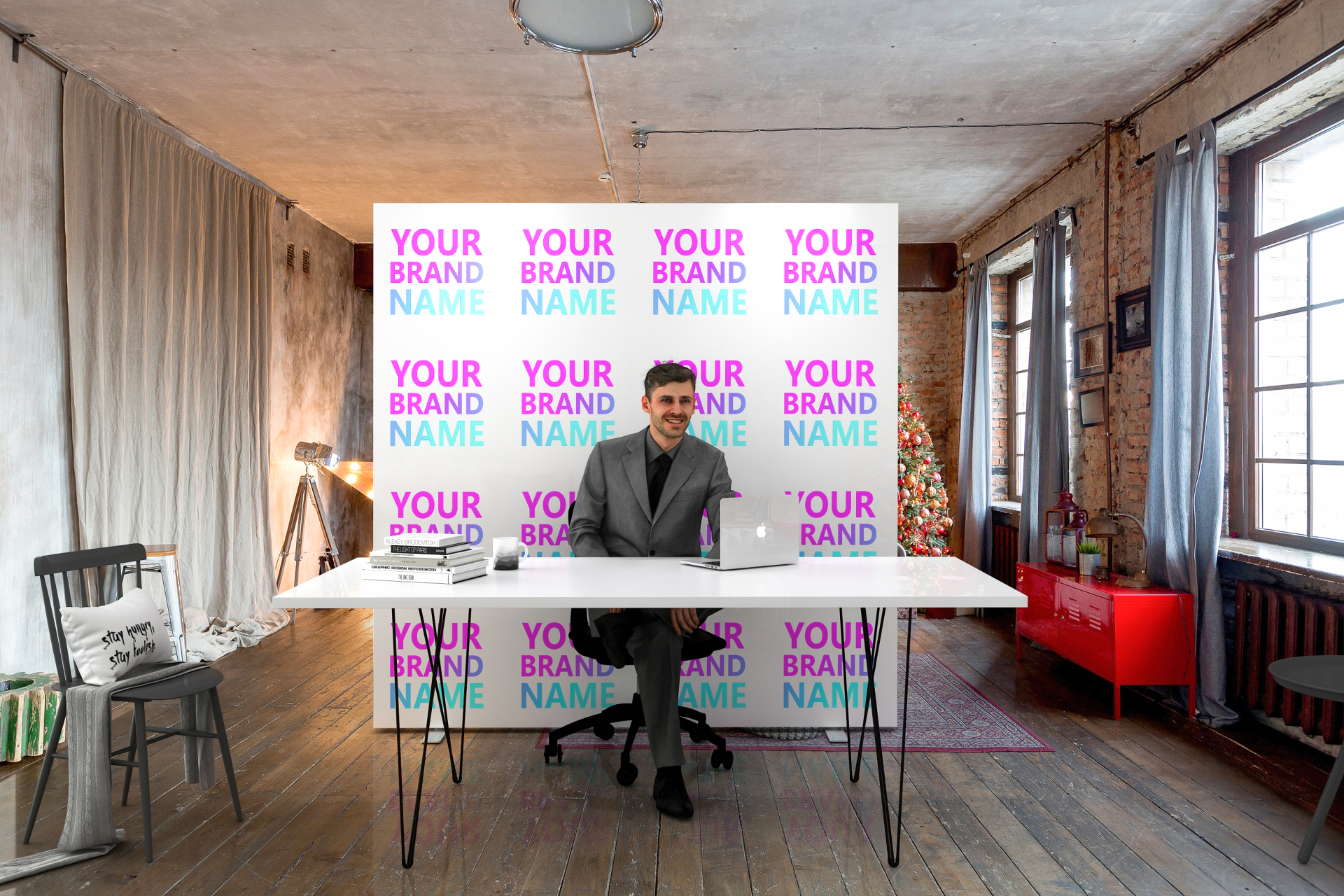 Hintergrund Rückwände für Videokonferenzen - Textilwand für Videokonferenz 