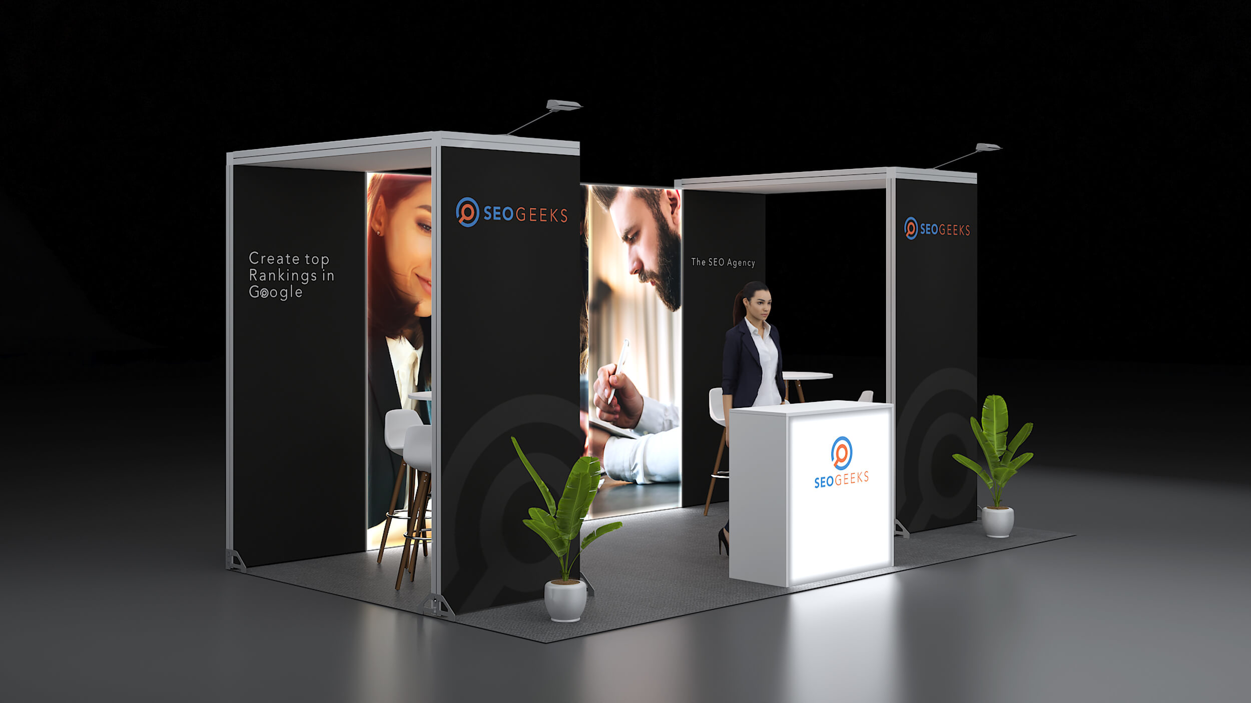 Led Messestand mit zwei Brueckenelementen 1 Led Messestand mit zwei Brueckenelementen 1