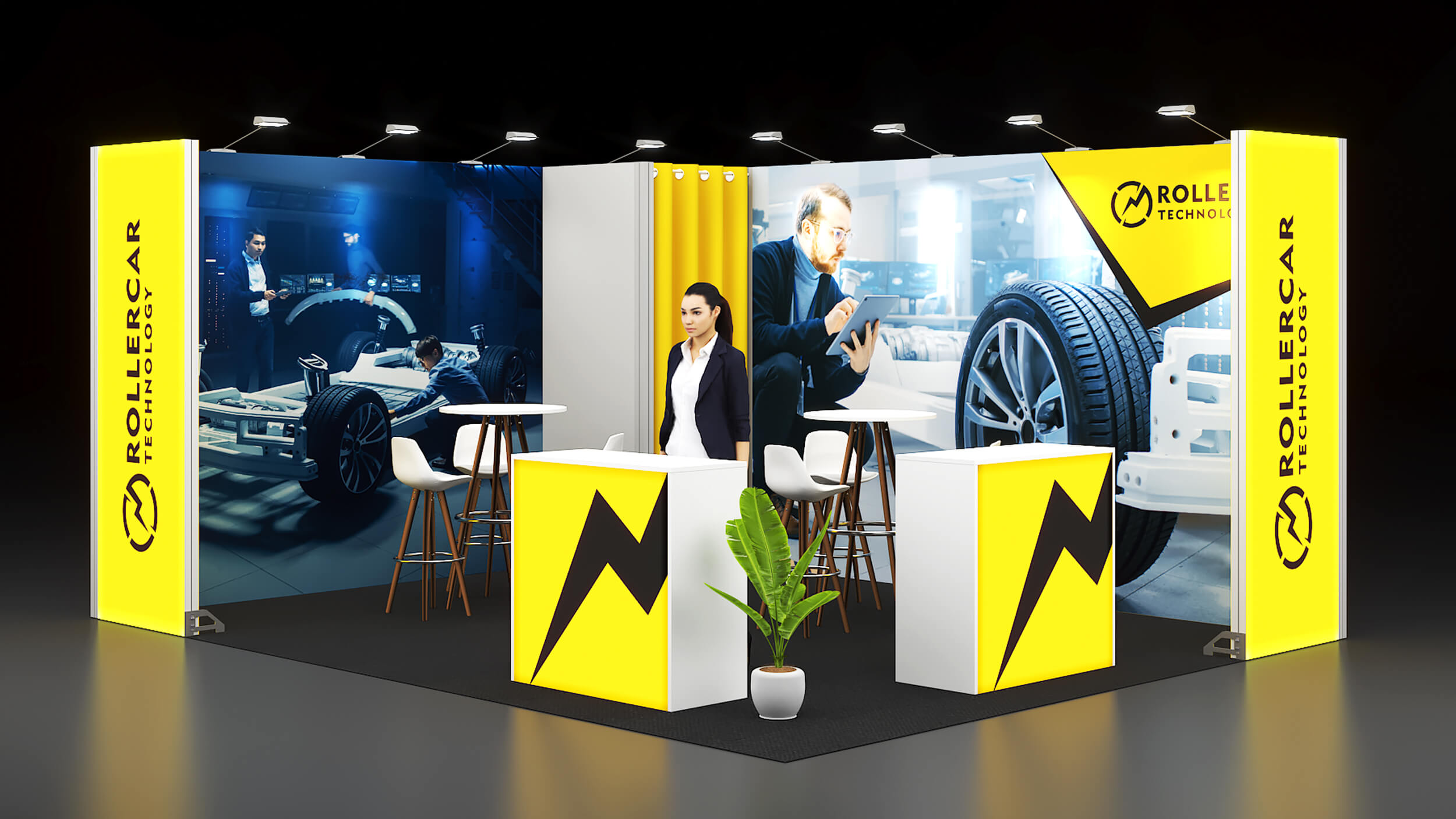 Messestand mit LED Stehlen 5x4-01-01 Messestand mit LED Stehlen 5x4