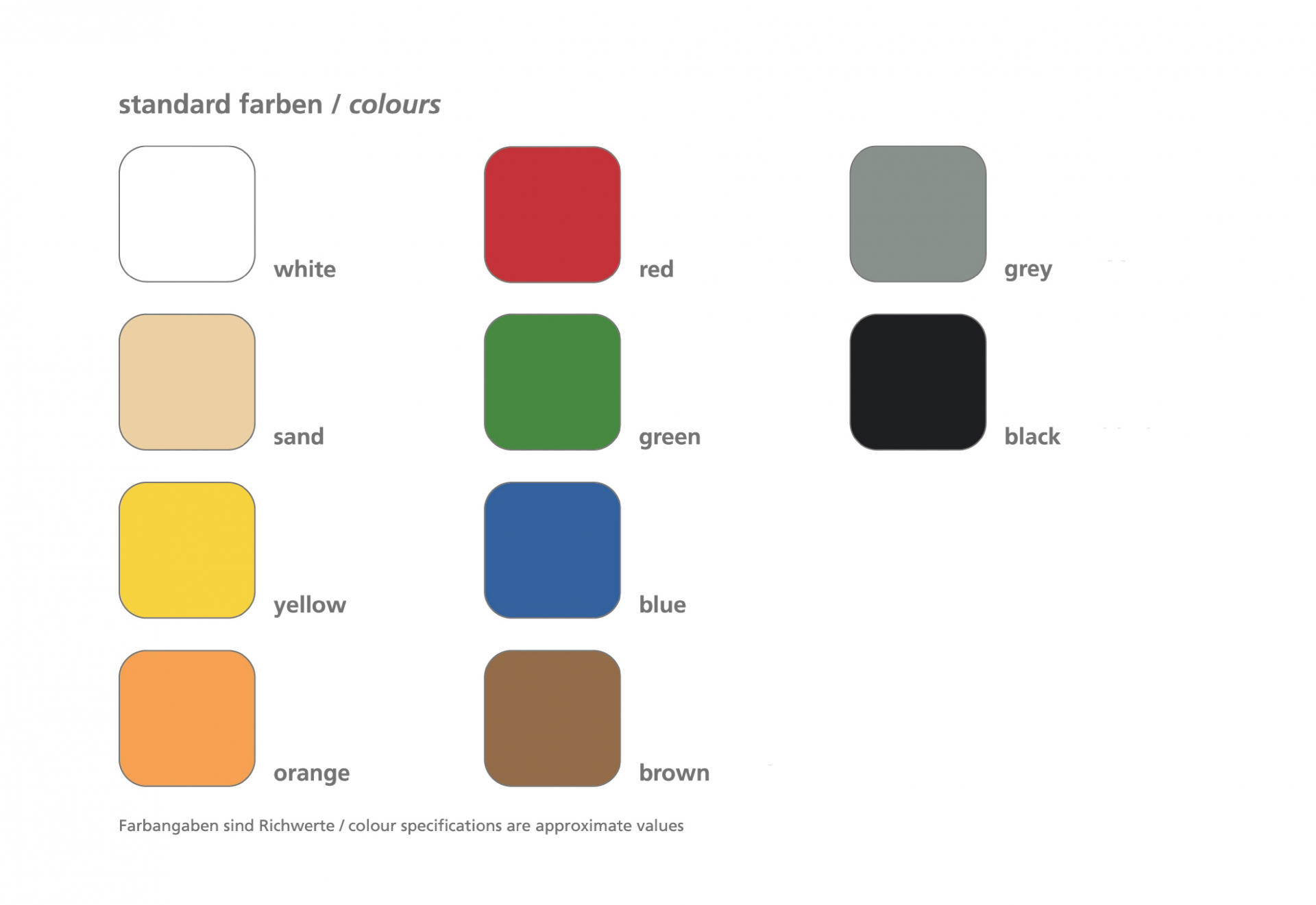 isyTENT Standardfarben