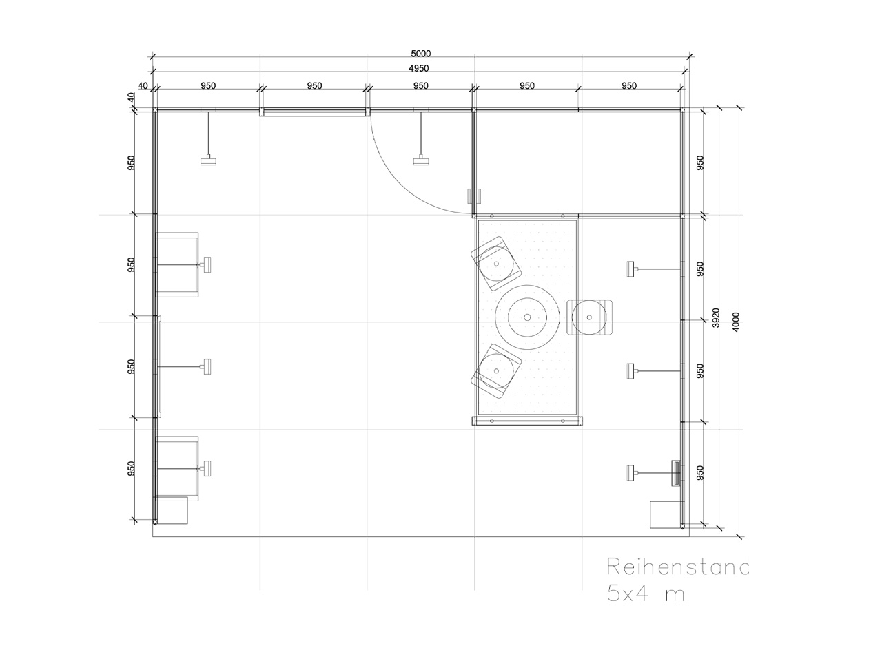 isyWALL Grundriss 5x4 Reihenstand