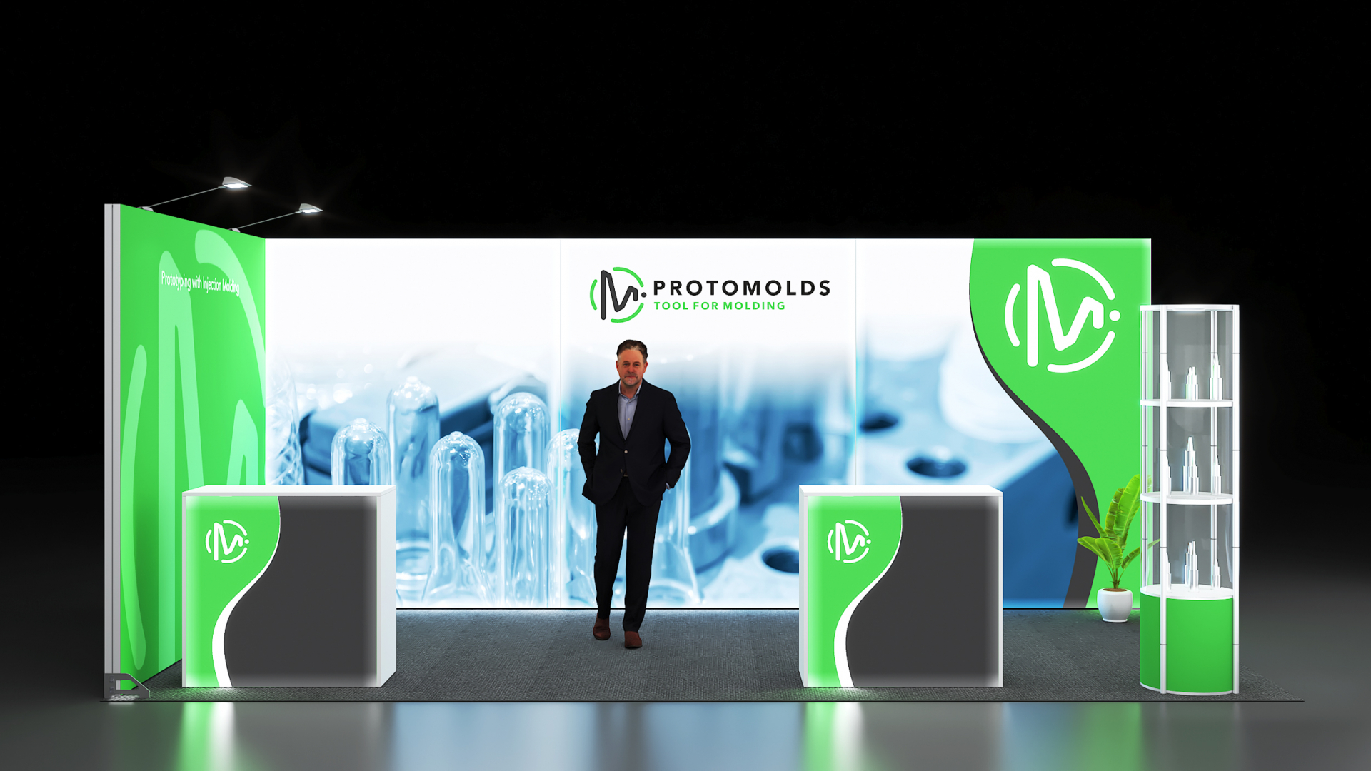 LED Eckstand mit LED Stehlen 6x3-03-02 LED Eckstand mit LED Stehlen 6x3