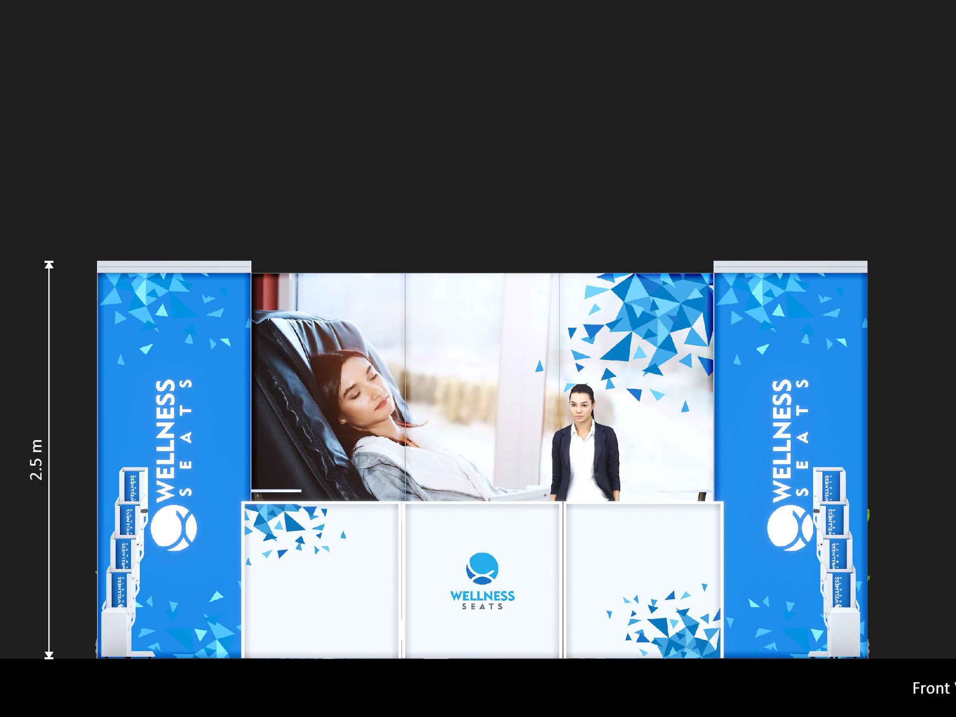 LED Messestand mit Brücken und Theken 6