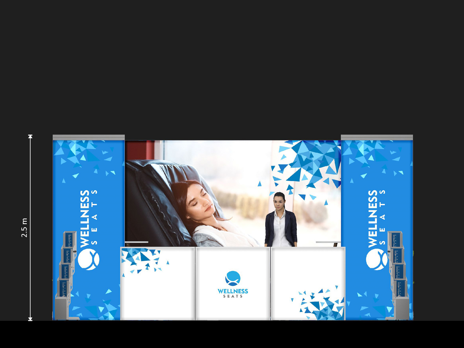 LED Messestand mit Brücken und Theken 8