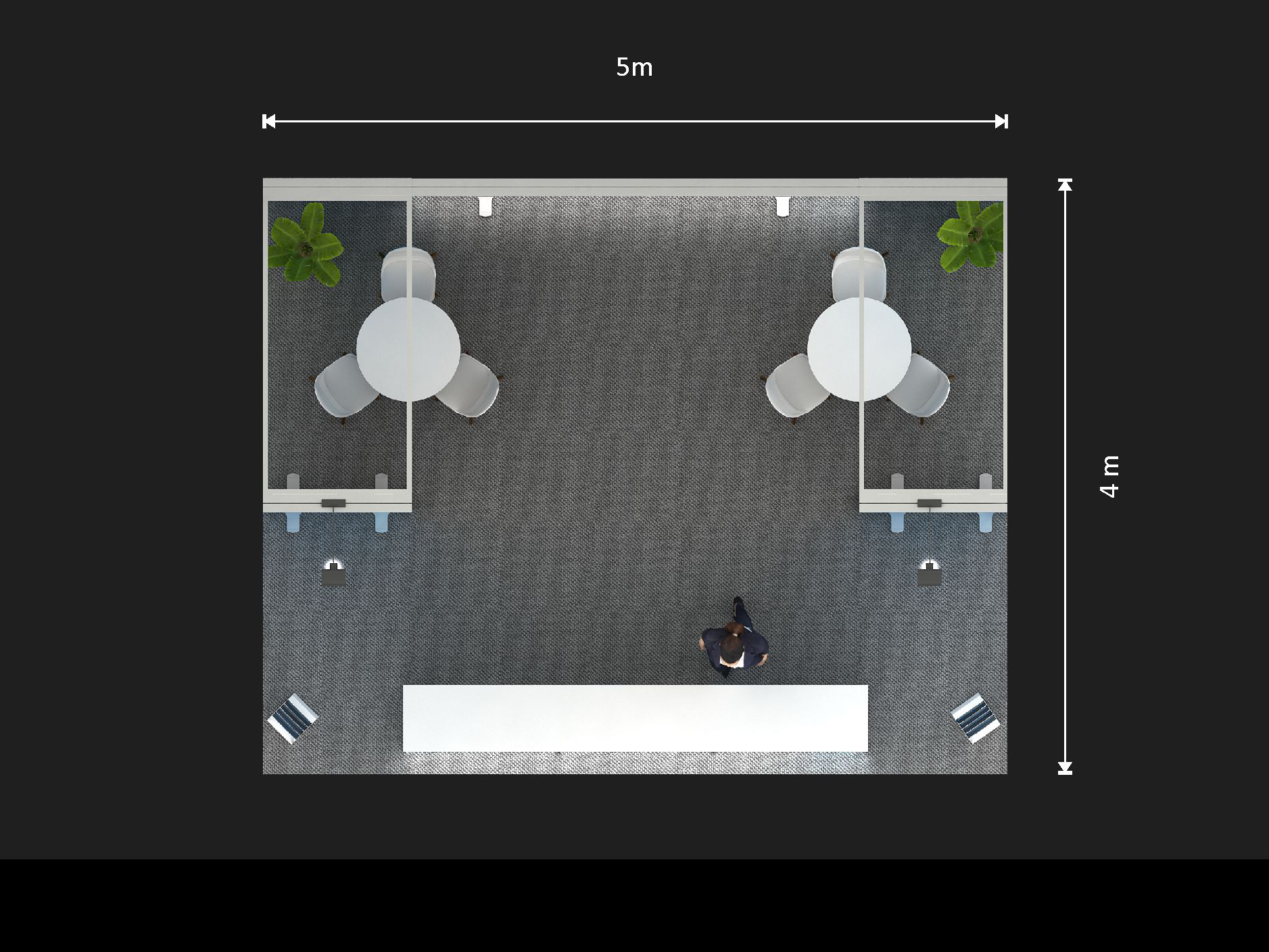 LED Messestand mit Brücken und Theken 9