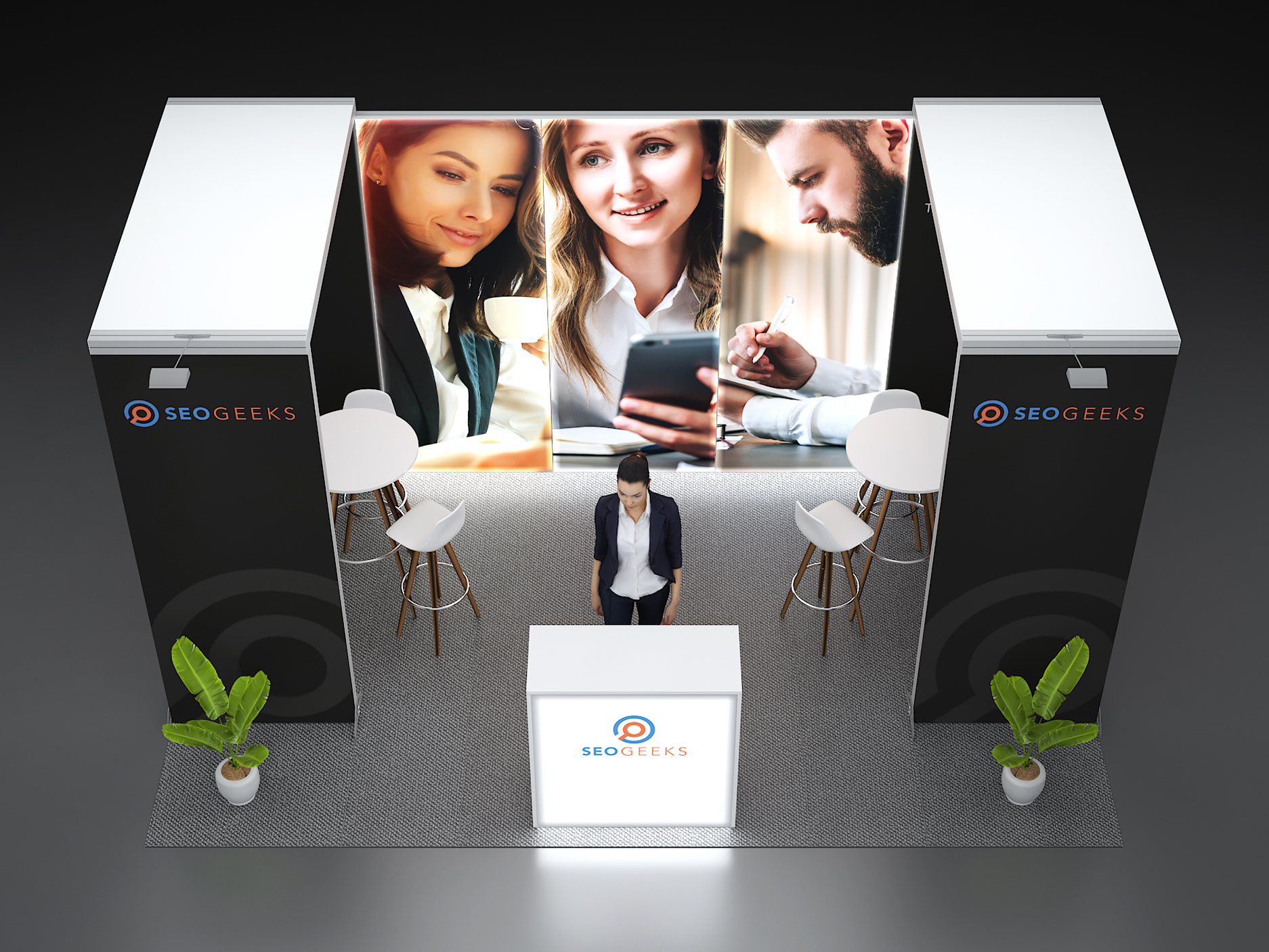 Led Messestand mit zwei Brueckenelementen 5