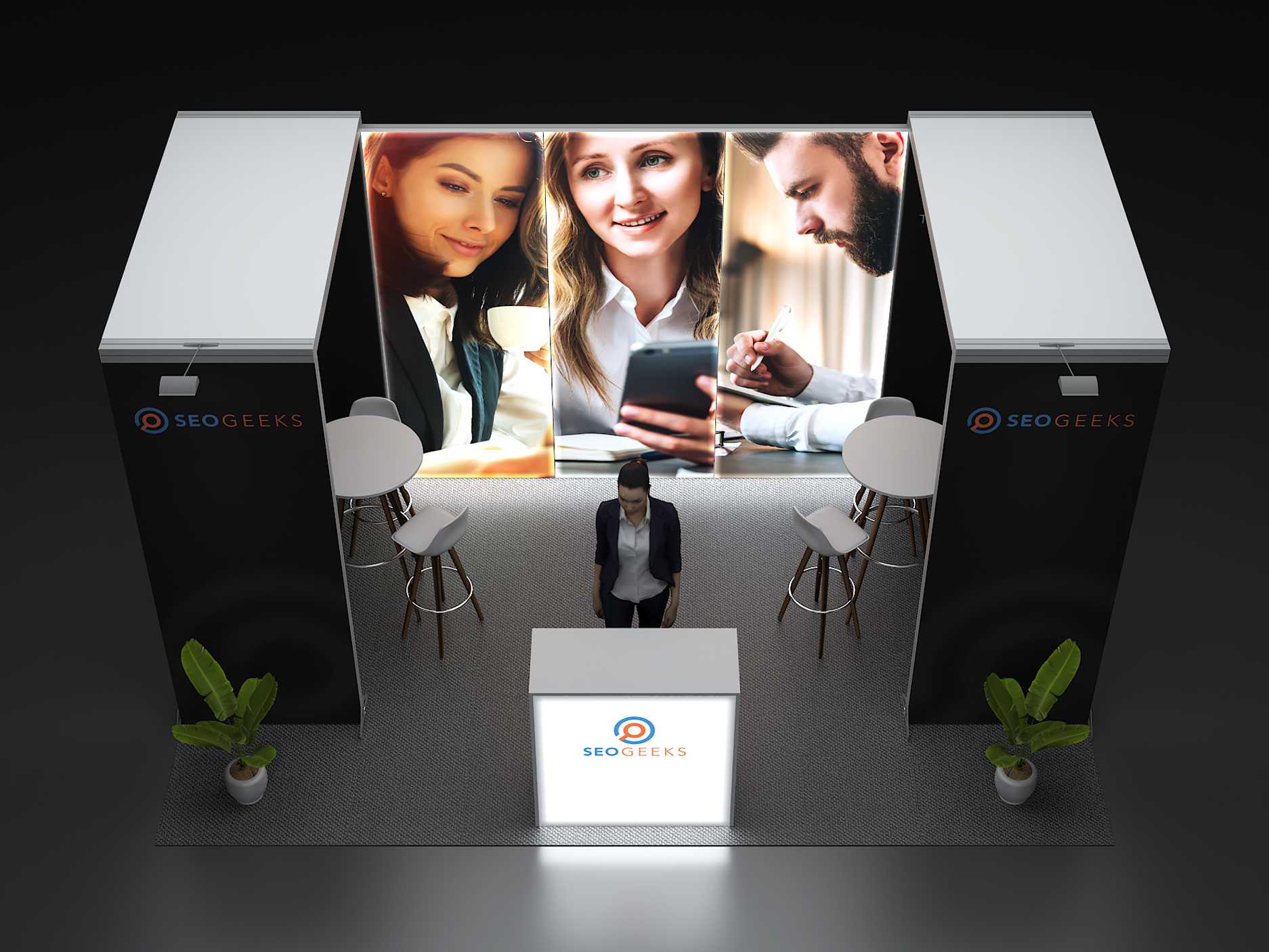 Led Messestand mit zwei Brueckenelementen 6