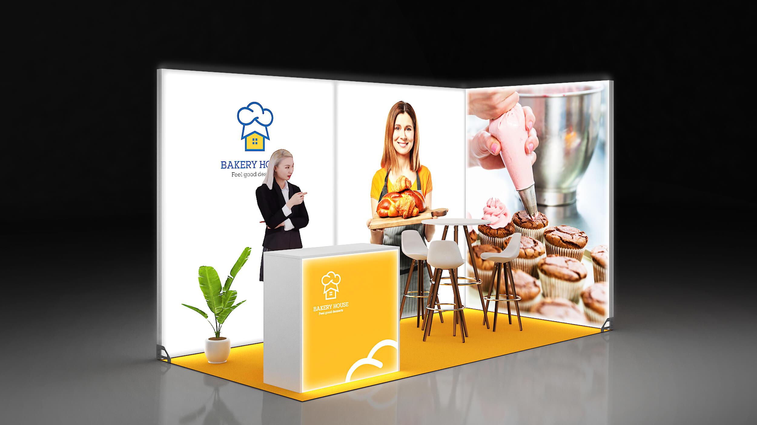 Leuchtrahmen Messestand 4x2 Meter mit Theke Leuchtrahmen Messestand 4x2 Meter mit Theke