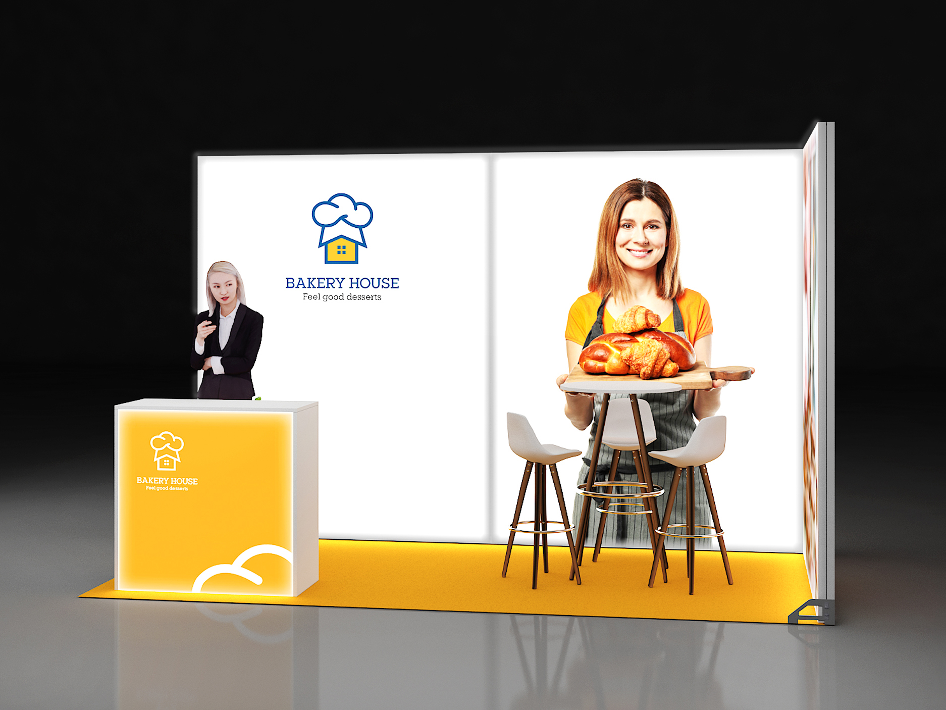 Leuchtrahmen Messestand 4x2 Meter mit Theke 4