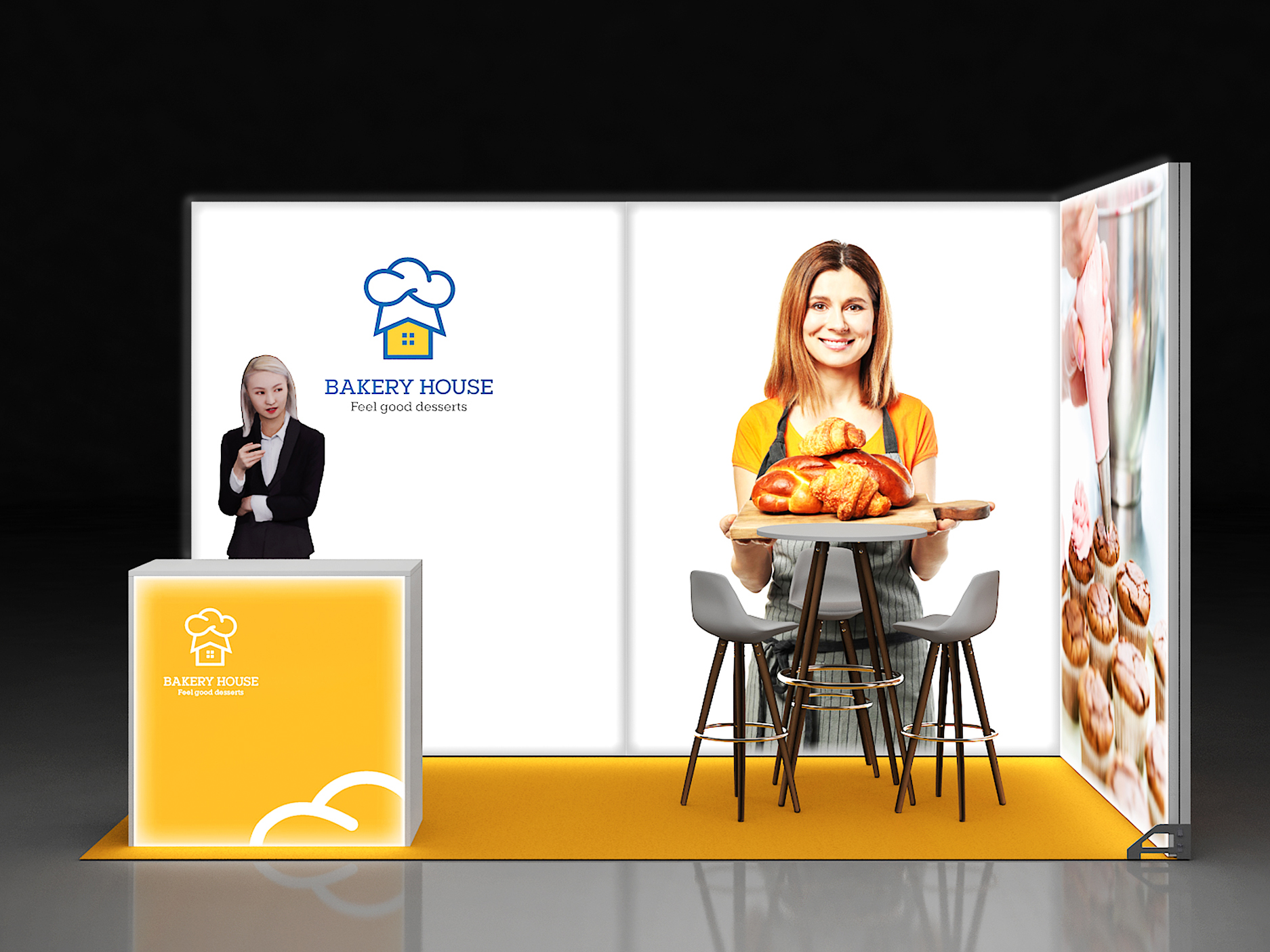 Leuchtrahmen Messestand 4x2 Meter mit Theke 5