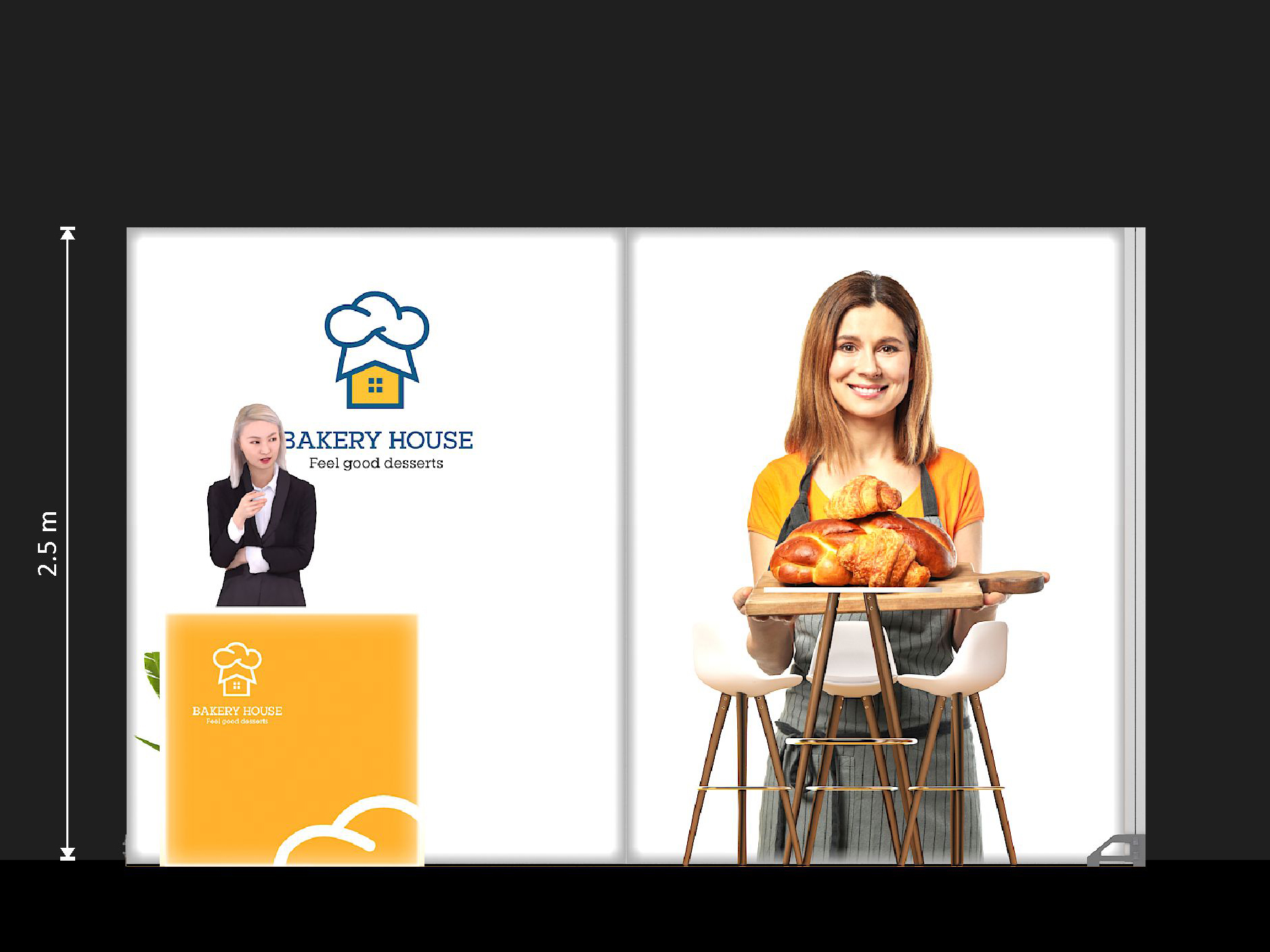 Leuchtrahmen Messestand 4x2 Meter mit Theke 6