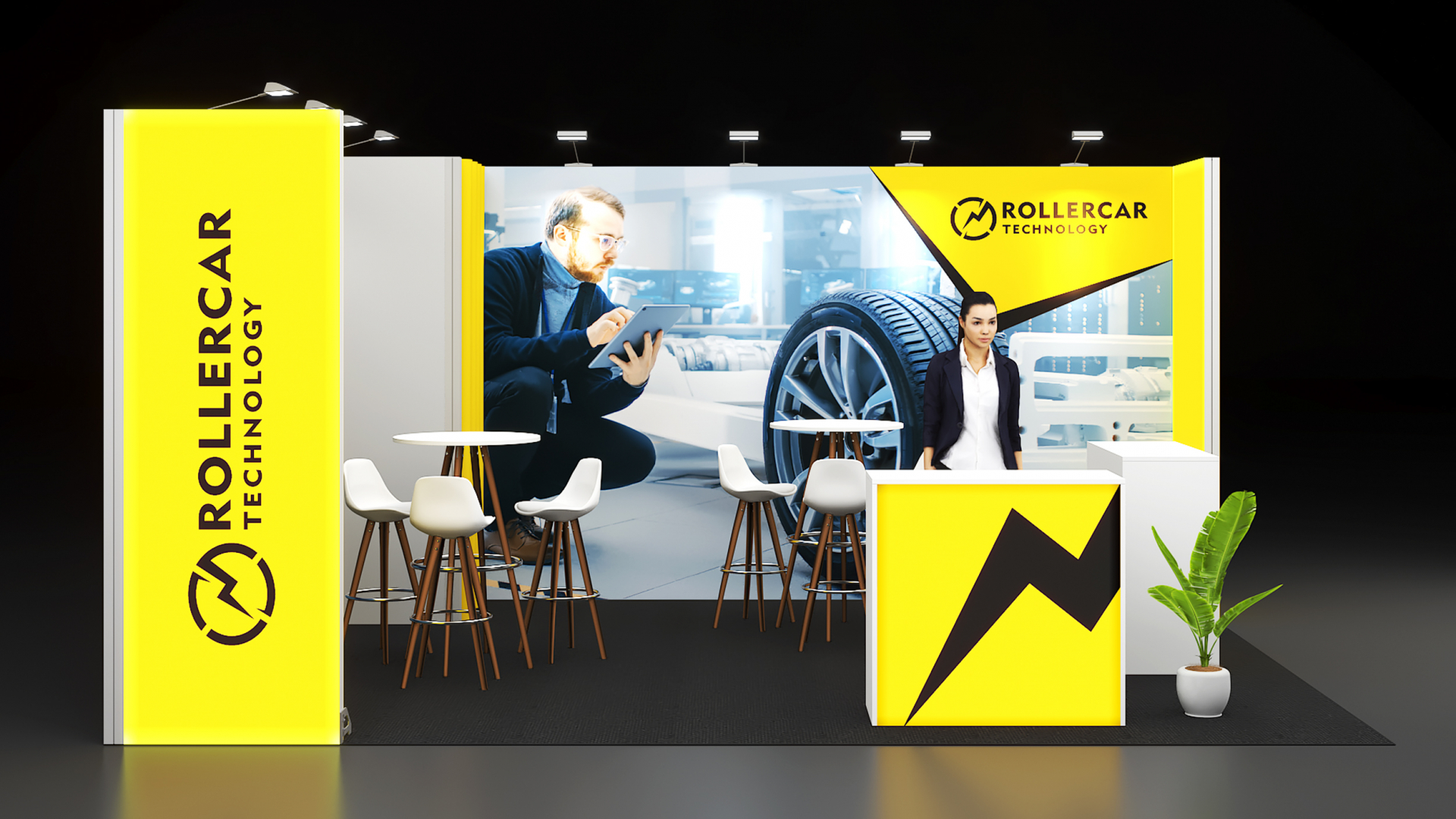 Messestand mit LED Stehlen 5x4-01-02 Messestand mit LED Stehlen 5x4-01-02