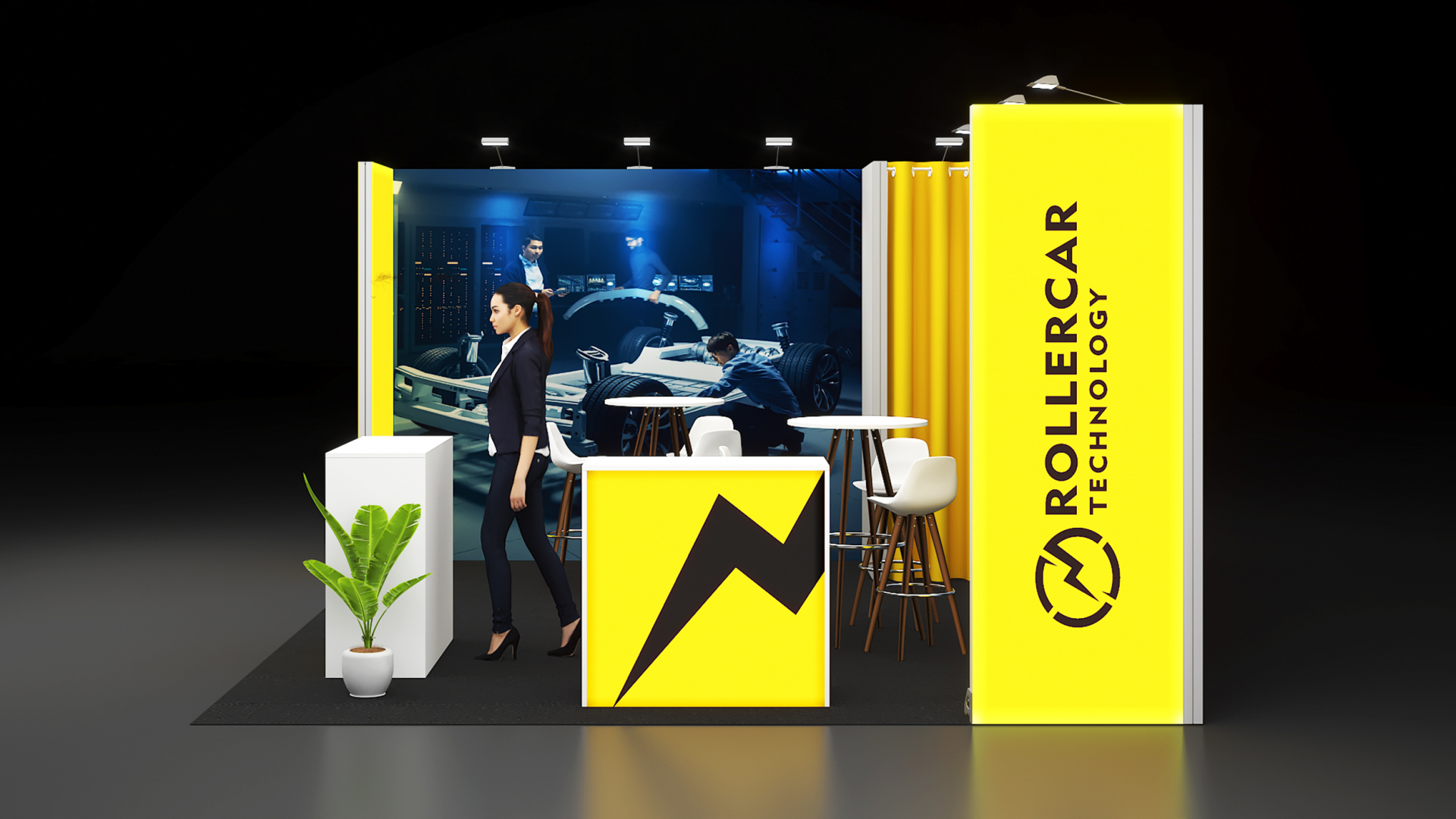 Messestand mit LED Stehlen 5x4-01-03 Messestand mit LED Stehlen 5x4