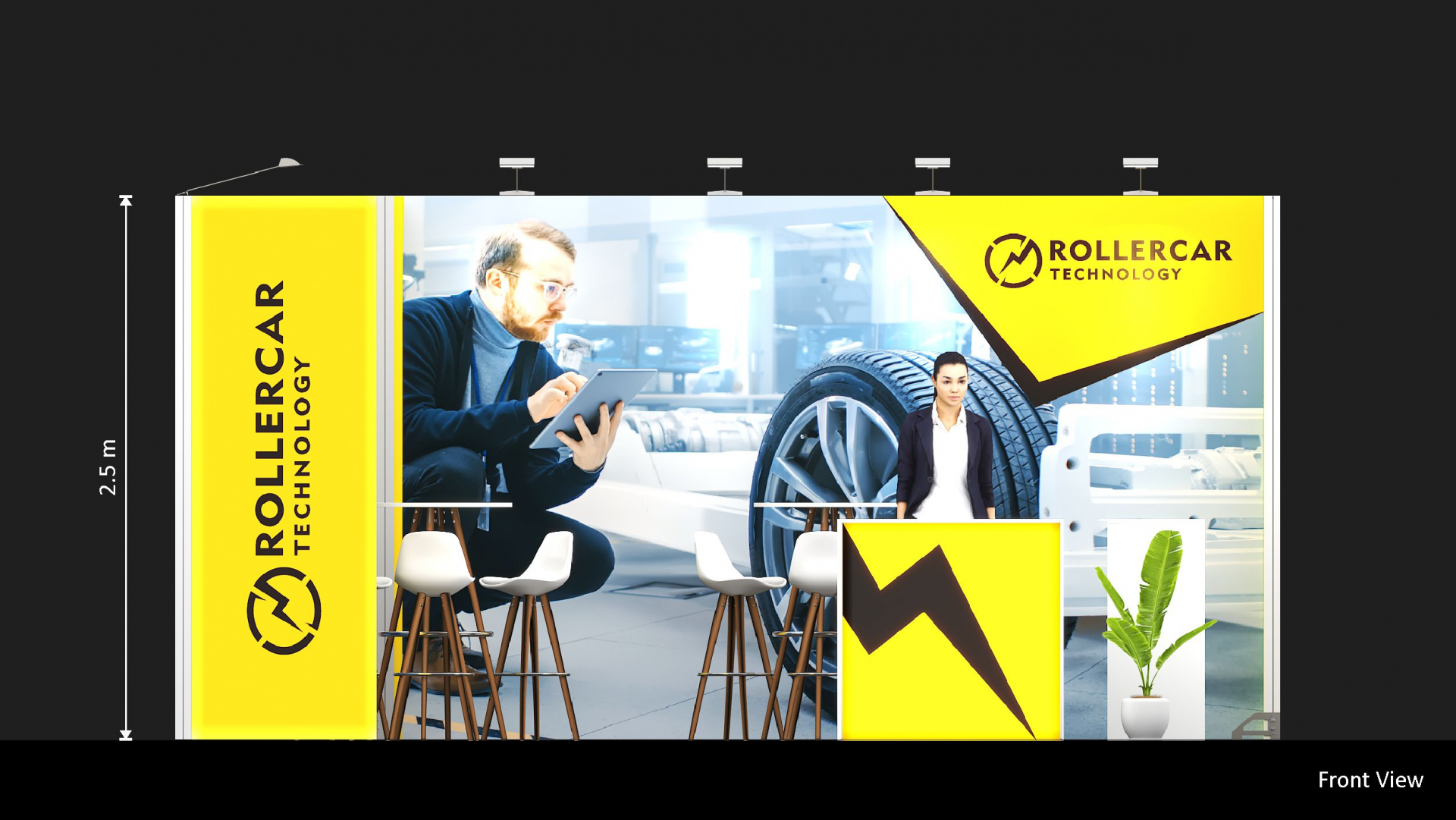 Messestand mit LED Stehlen 5x4-01-06 Messestand mit LED Stehlen 5x4